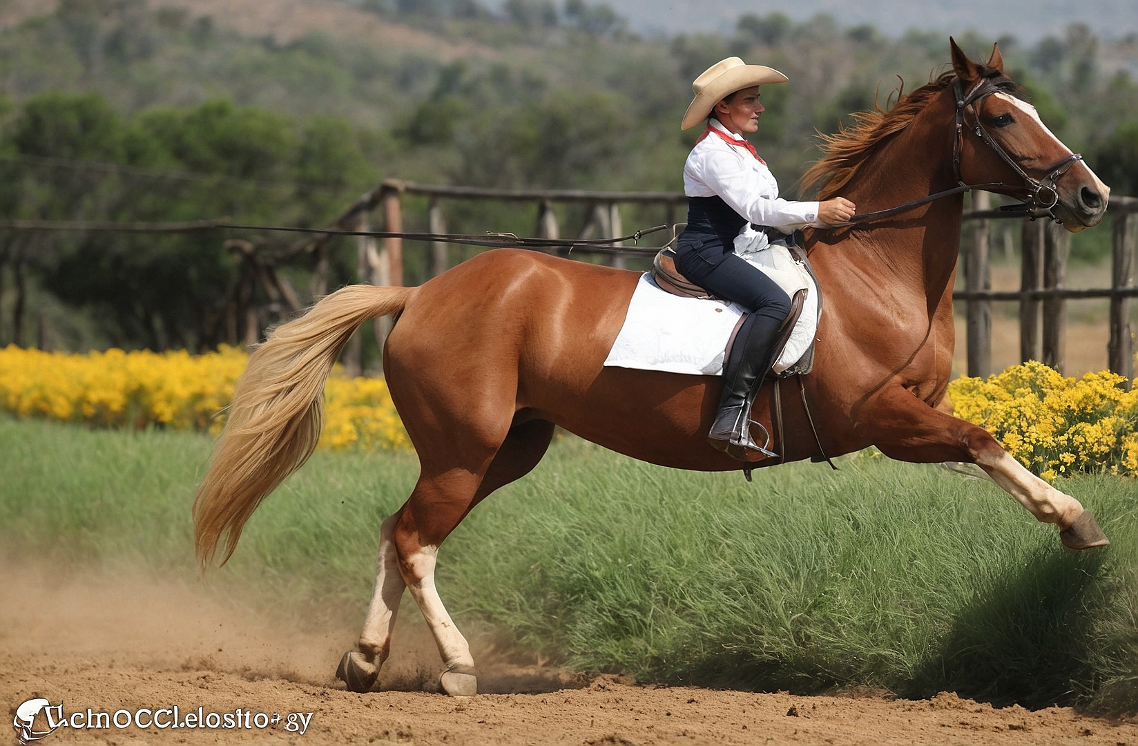 Caballo pura sangre en doma